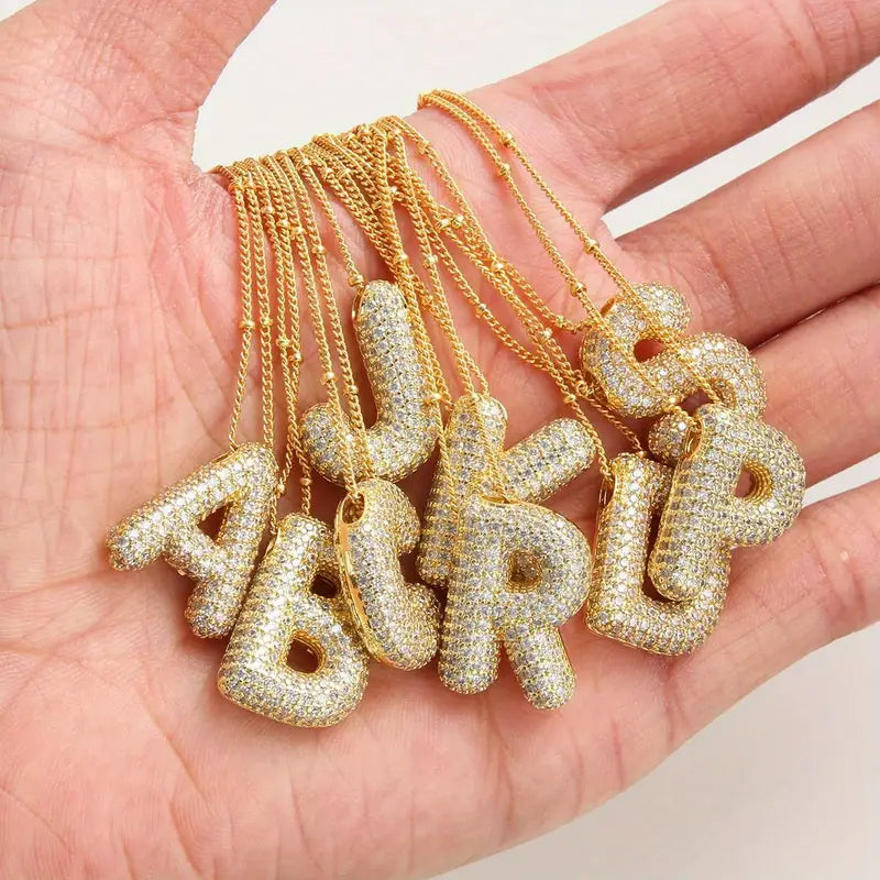 Boble letter initial ketting set | Goud