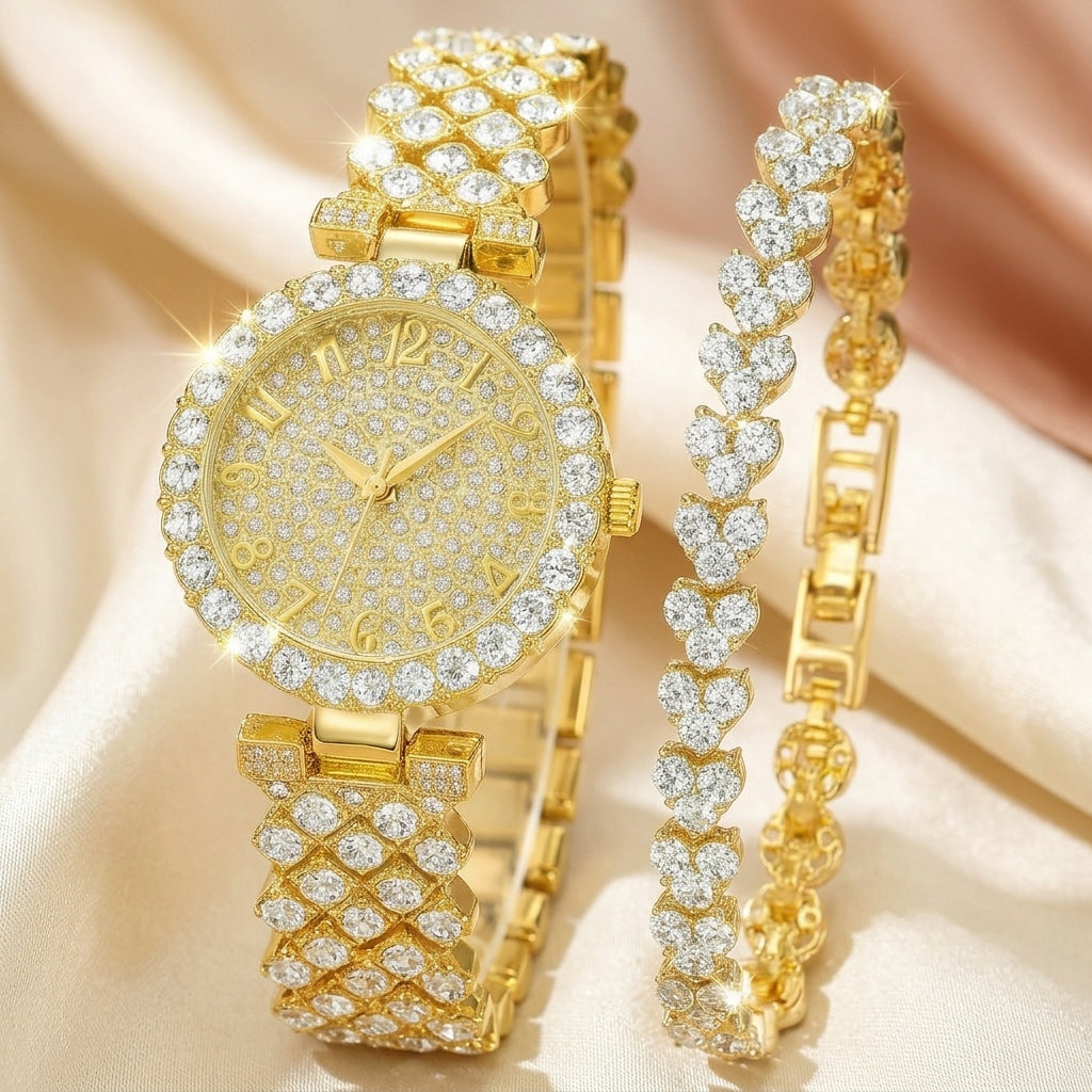 Luxe Radiance Guldur & Armbands Set | Goud