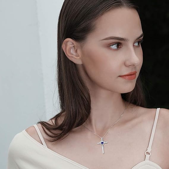 Saffier Hart Steen Kruis Ketting | Witgoud