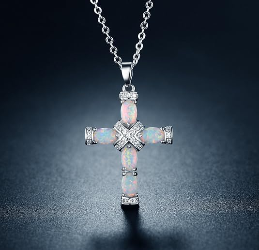 Lumen Opal Kors Halsketting | Goud