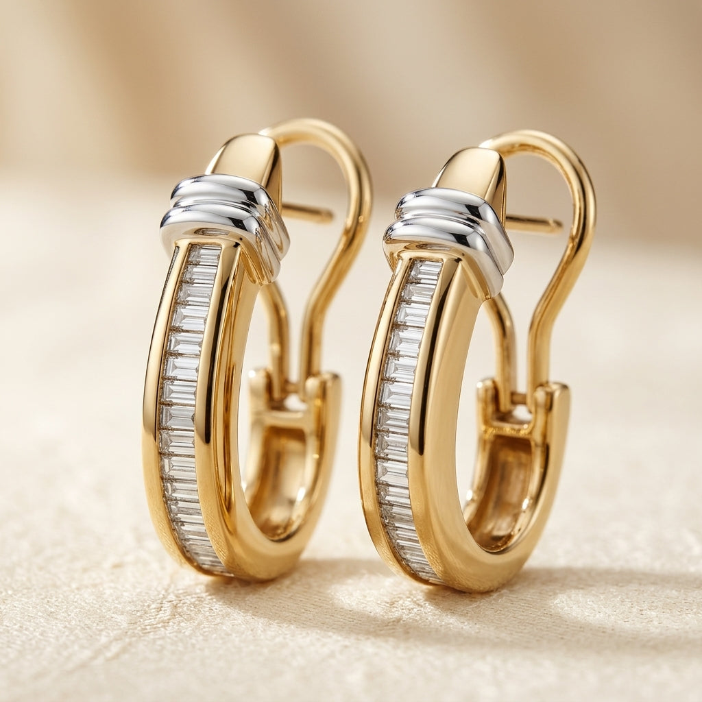 Vintage Krystal Hoep Øreringen | Goud