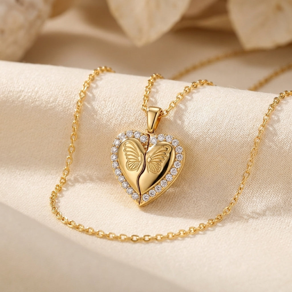 Vlinder Hart Ketting | Goud