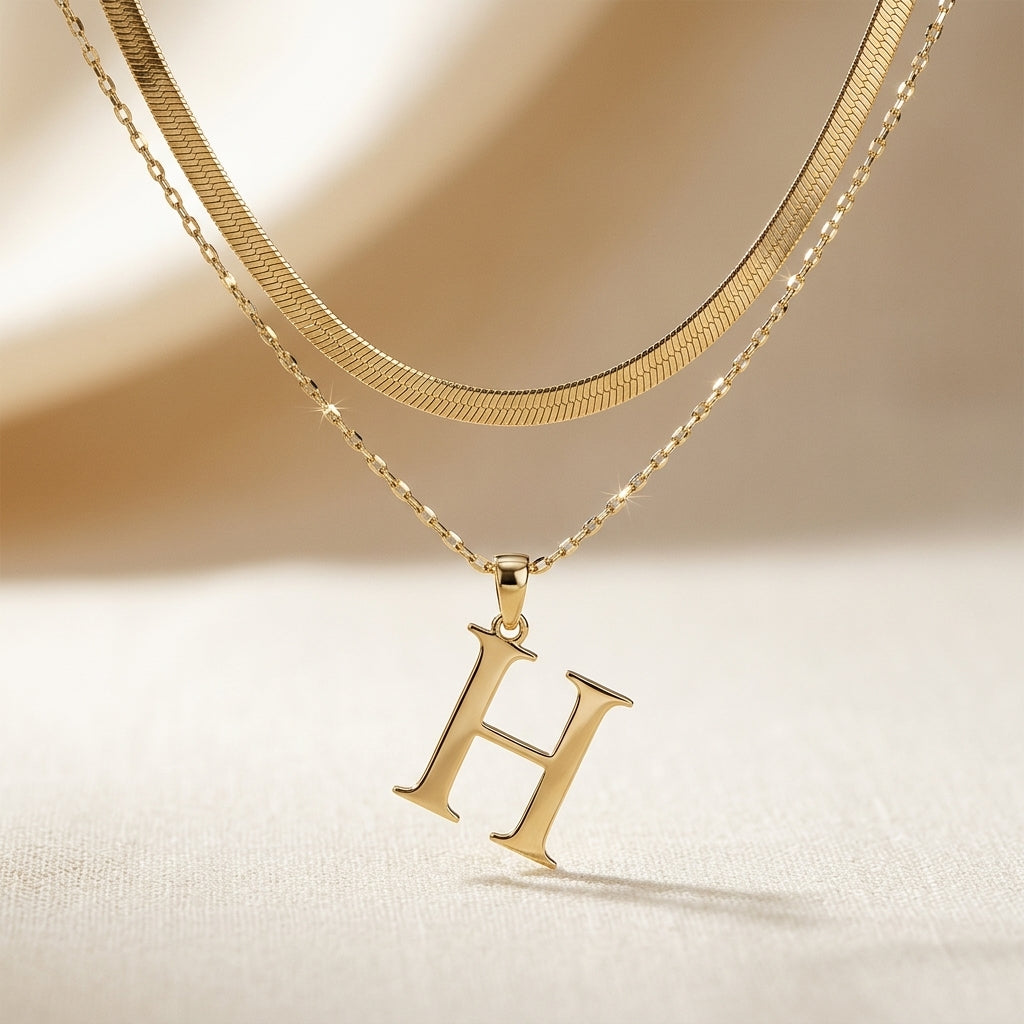 Gelaagde Initialen Hanger | Goud