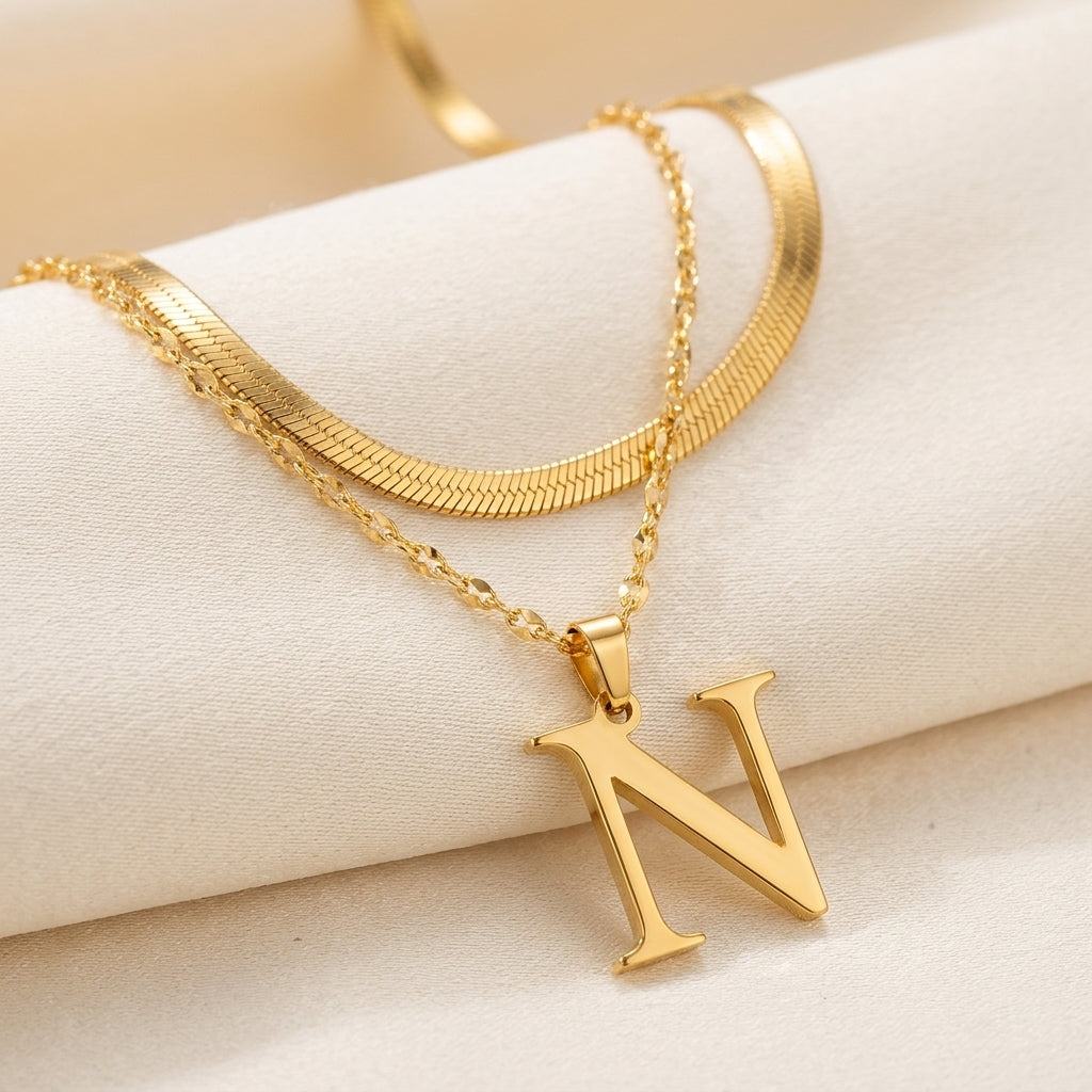 Gelaagde Initialen Hanger | Goud