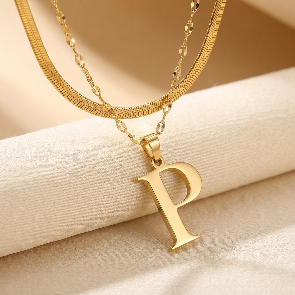 Gelaagde Initialen Hanger | Goud