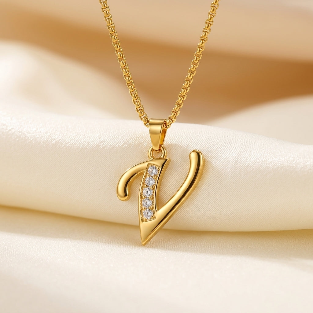 Krystal Accent Initiaal Hanger | Goud