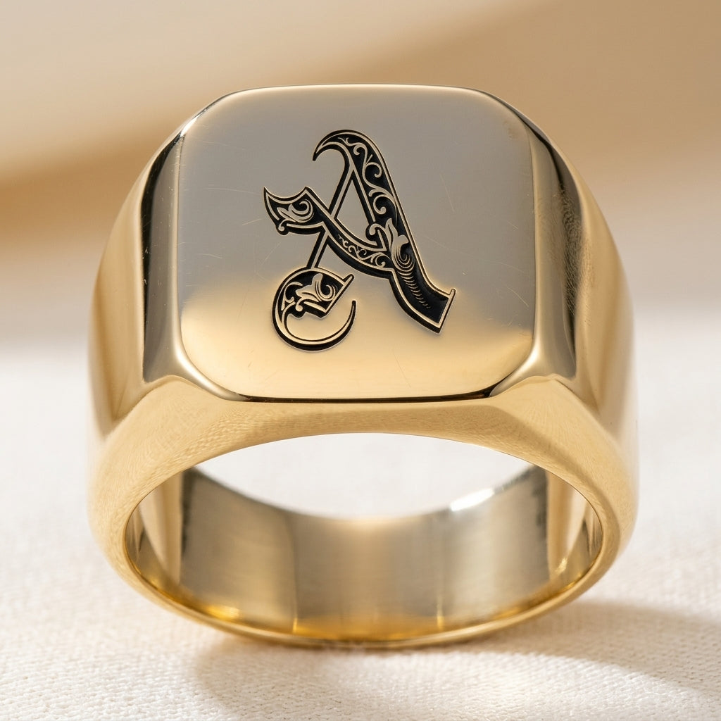 Klassiek Noble Initial Ring | Goud