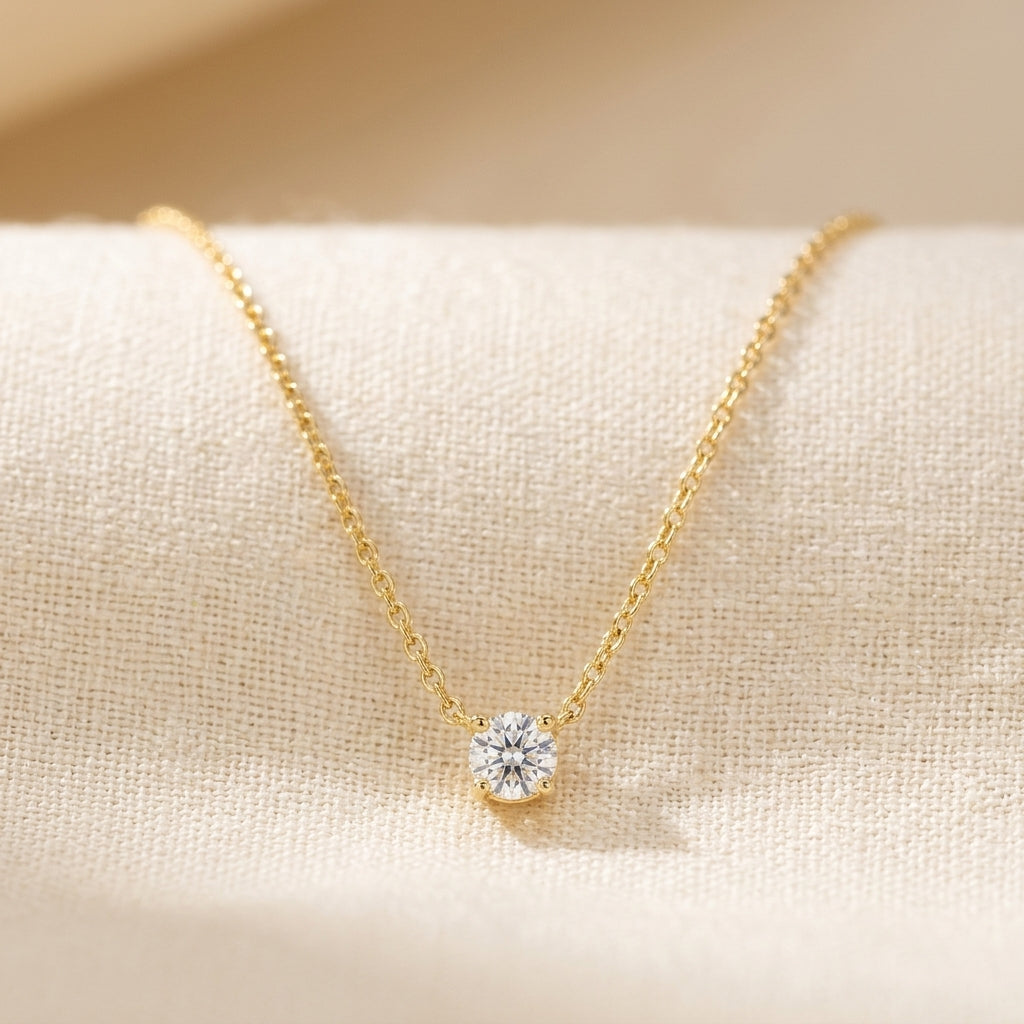 Cléa Moissanite Steen Halsketting | Goud