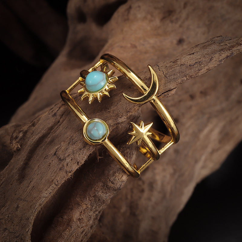 Soluna Turquoise Orbit Ring | Goud