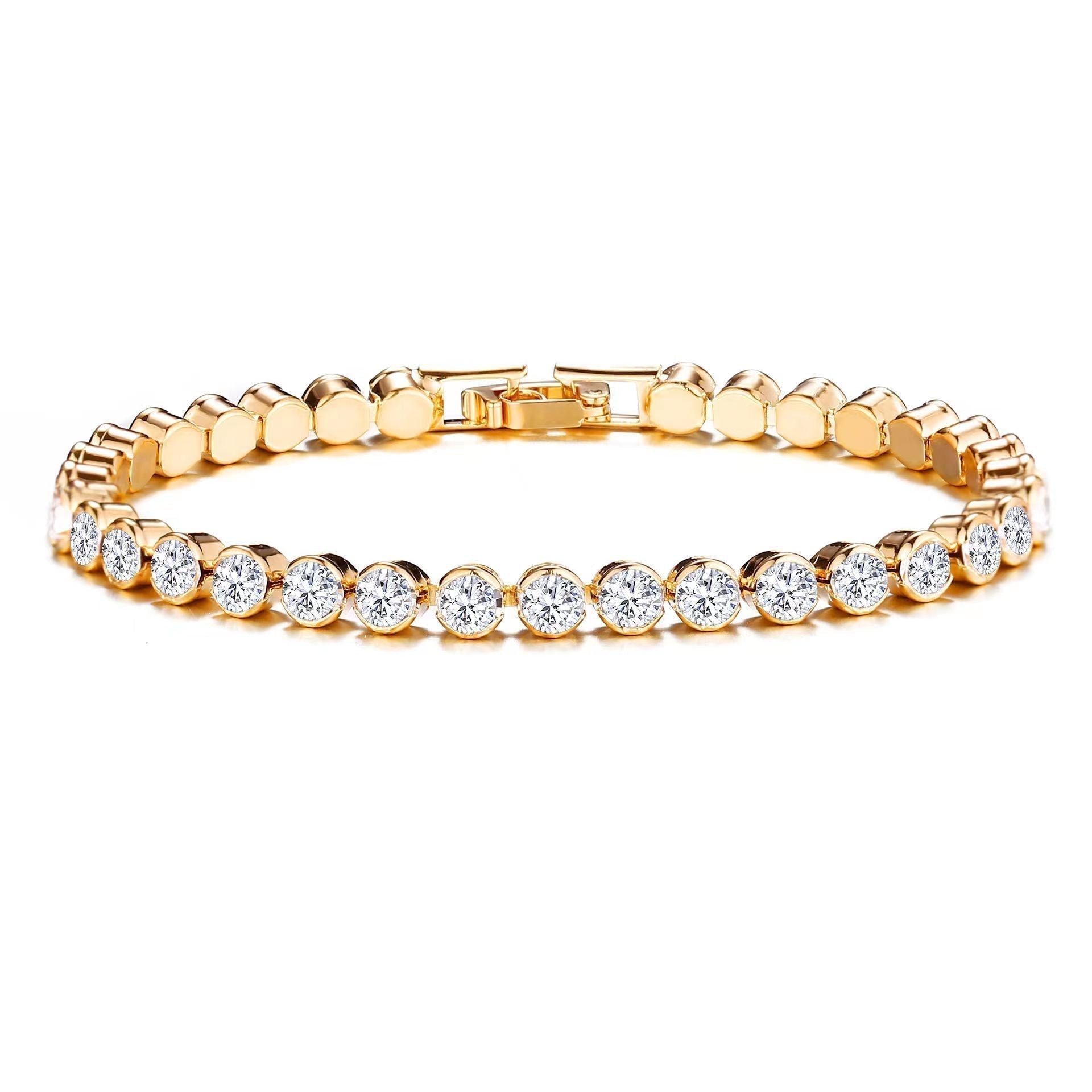 Runder Skåret Tennisarmband | Goud