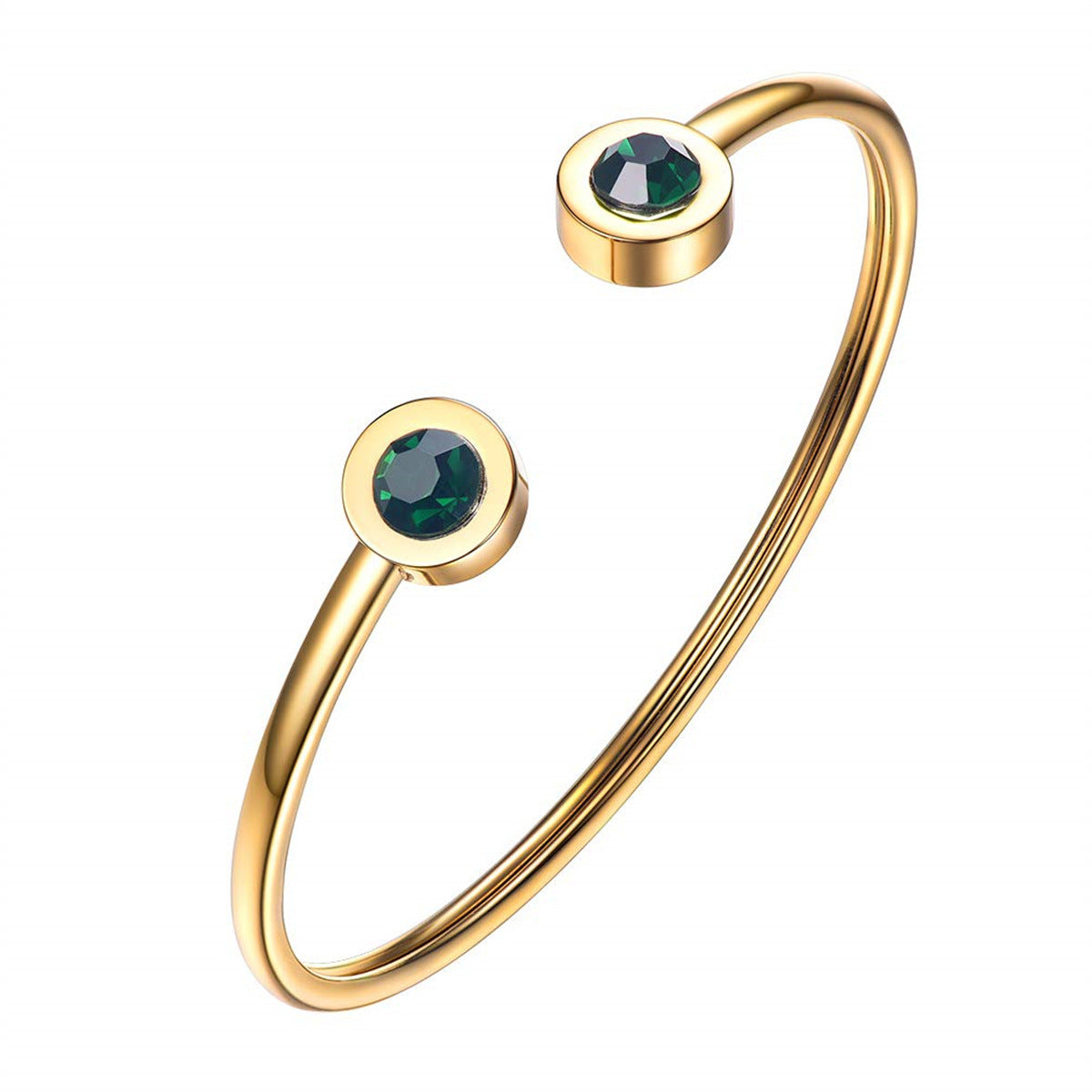Groene Cuff Armband | Goud