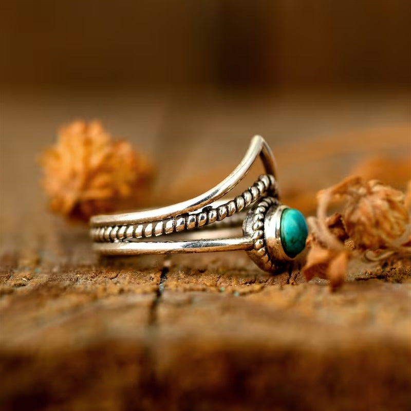 Velora Turquoise Parelenring | Goud