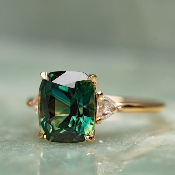 Vintage-geïnspireerde groene edelstenenring | Goud