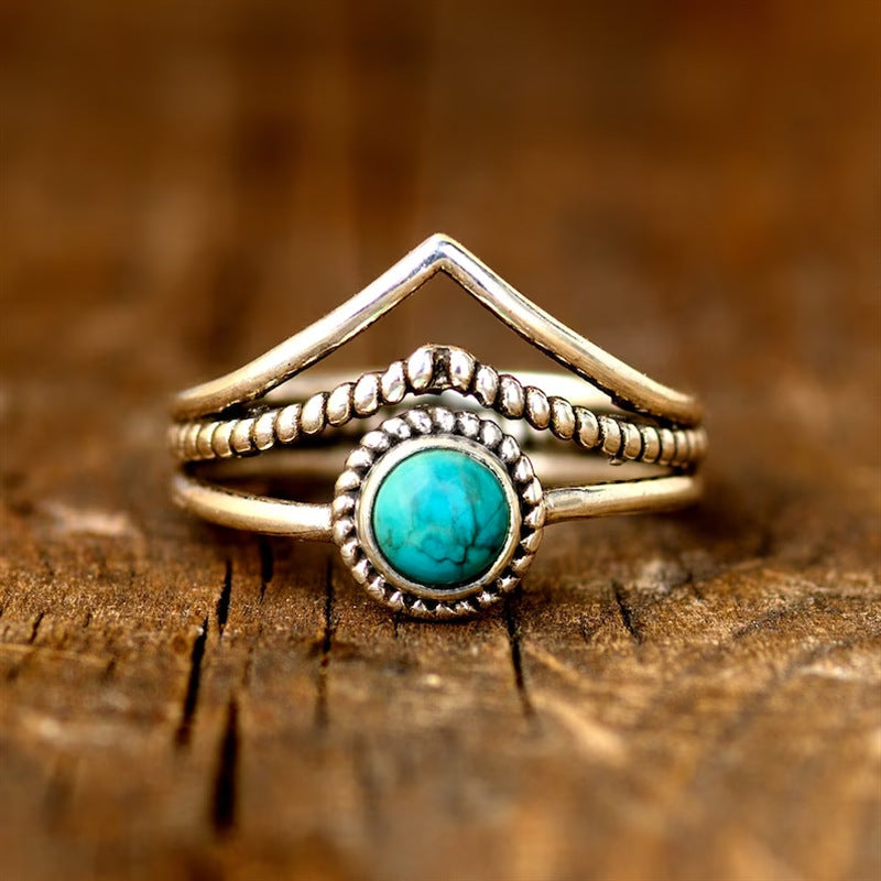 Velora Turquoise Parelenring | Goud