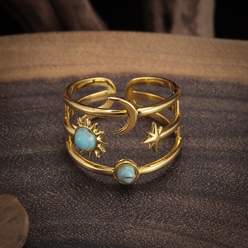 Soluna Turquoise Orbit Ring | Goud