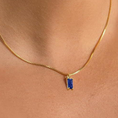 Minimalistisch Saffier Hanger Ketting | Witgoud