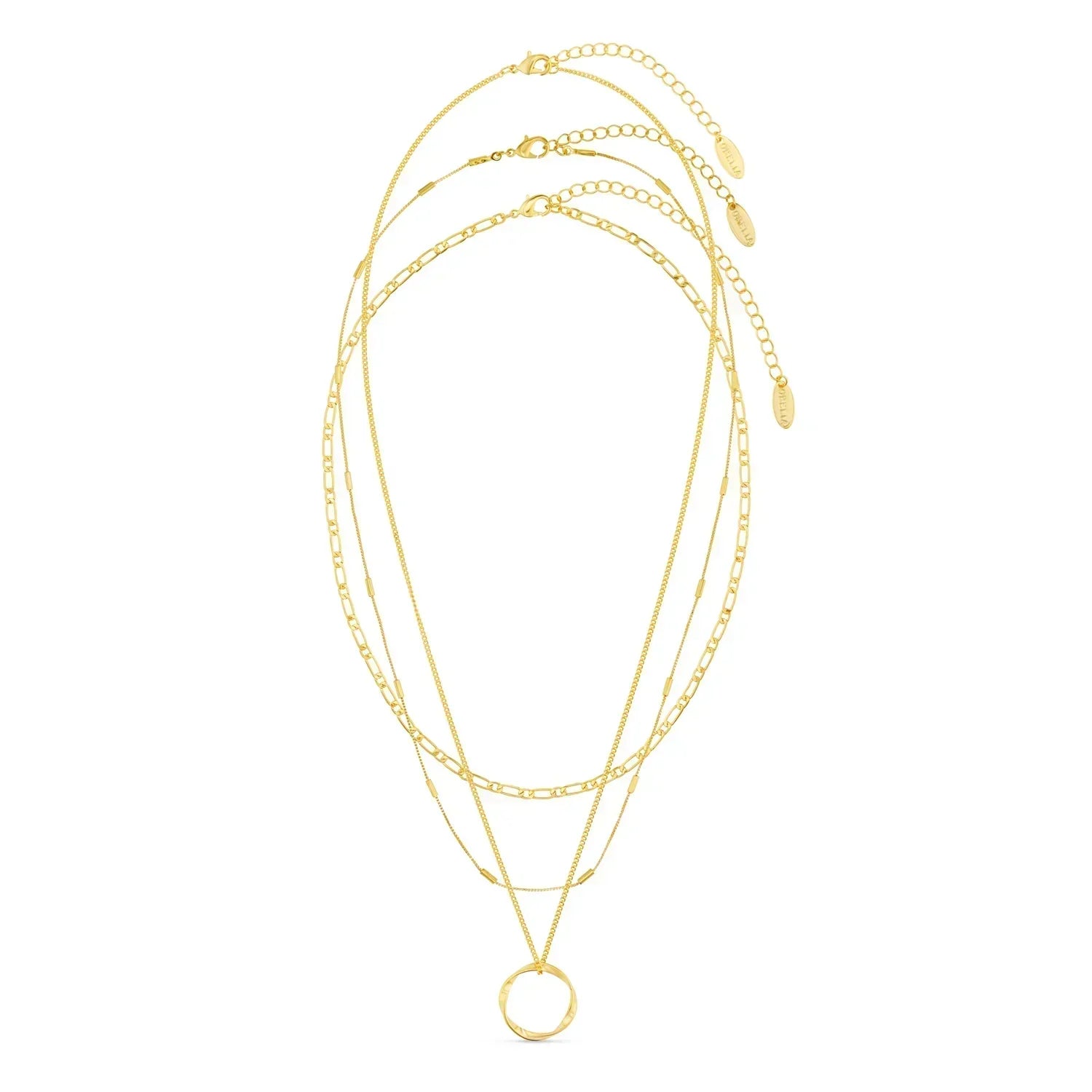 Open Cirkel Drie Rij Ketting | Goud