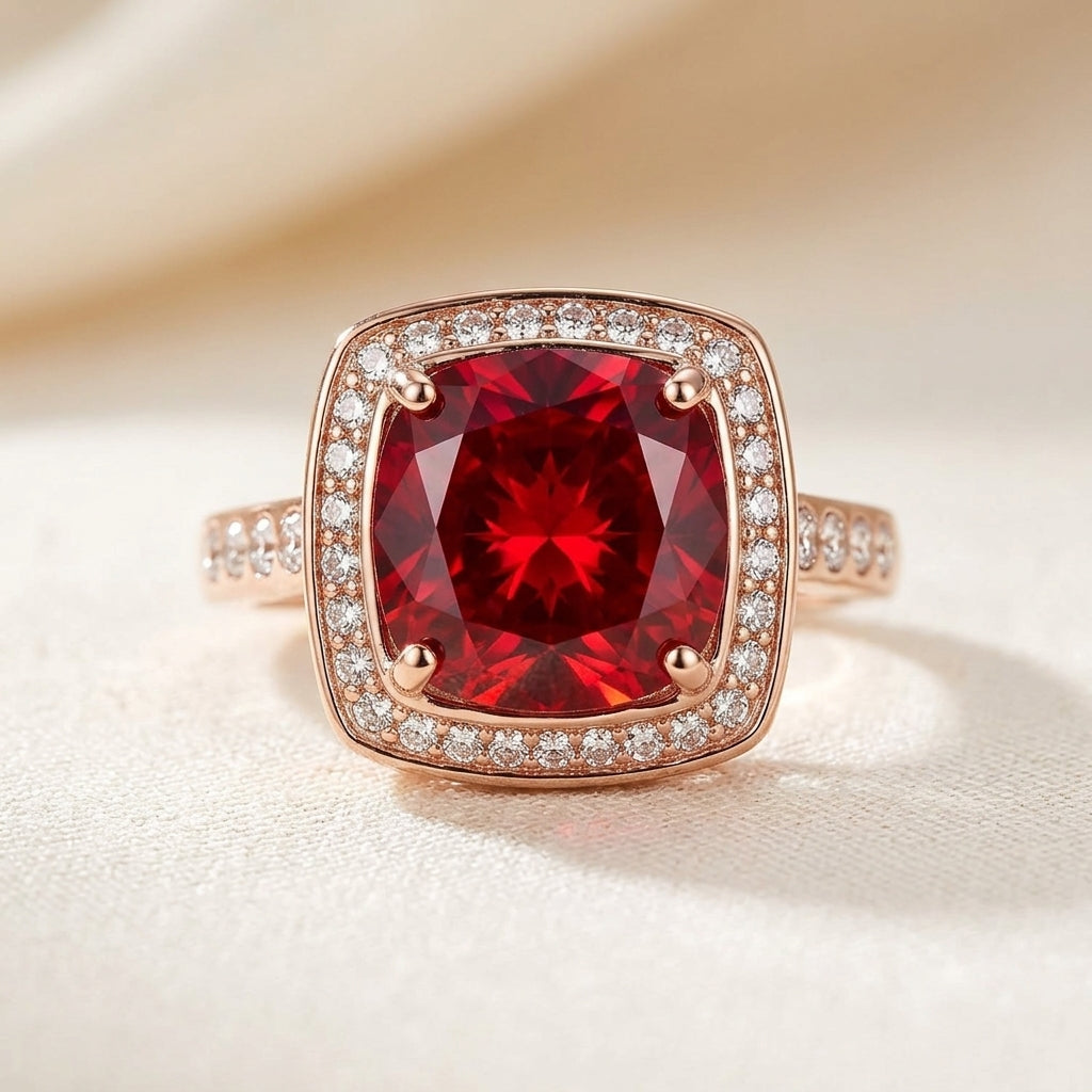 Ruby Halo Statement Ring | Roségoud