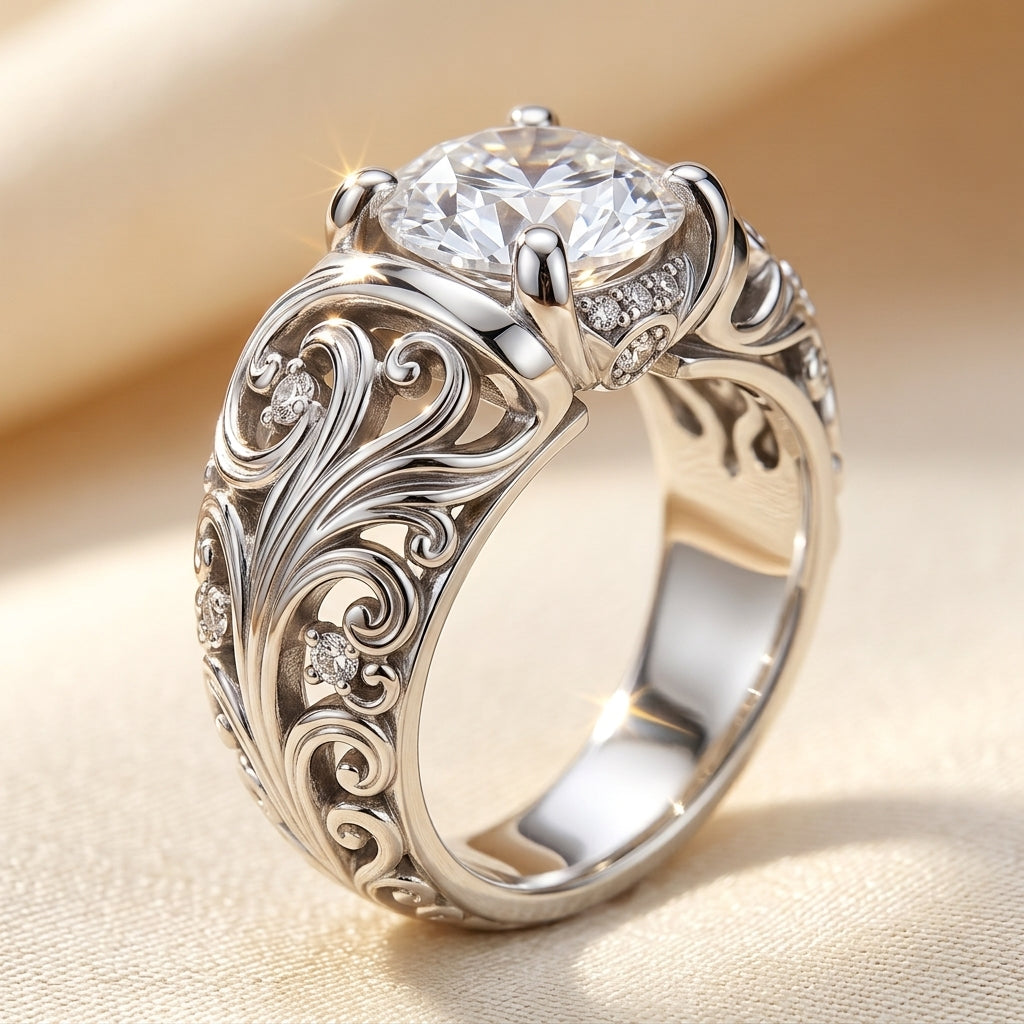 Verfijnde Kristallen Ring | Witgoud