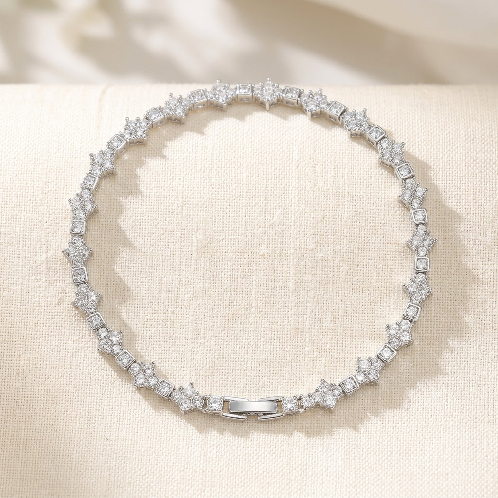 Klassiek Cluster Tennisarmband | Witgoud