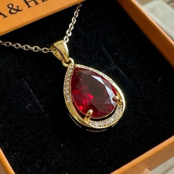 Ruby Toren Druppel Hanger Ketting | Goud