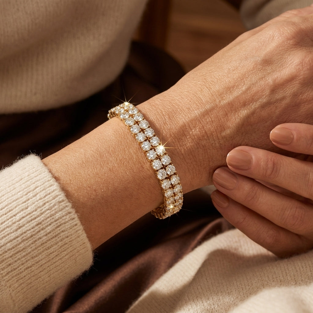 Dubbele Rij Tennisarmband | Goud
