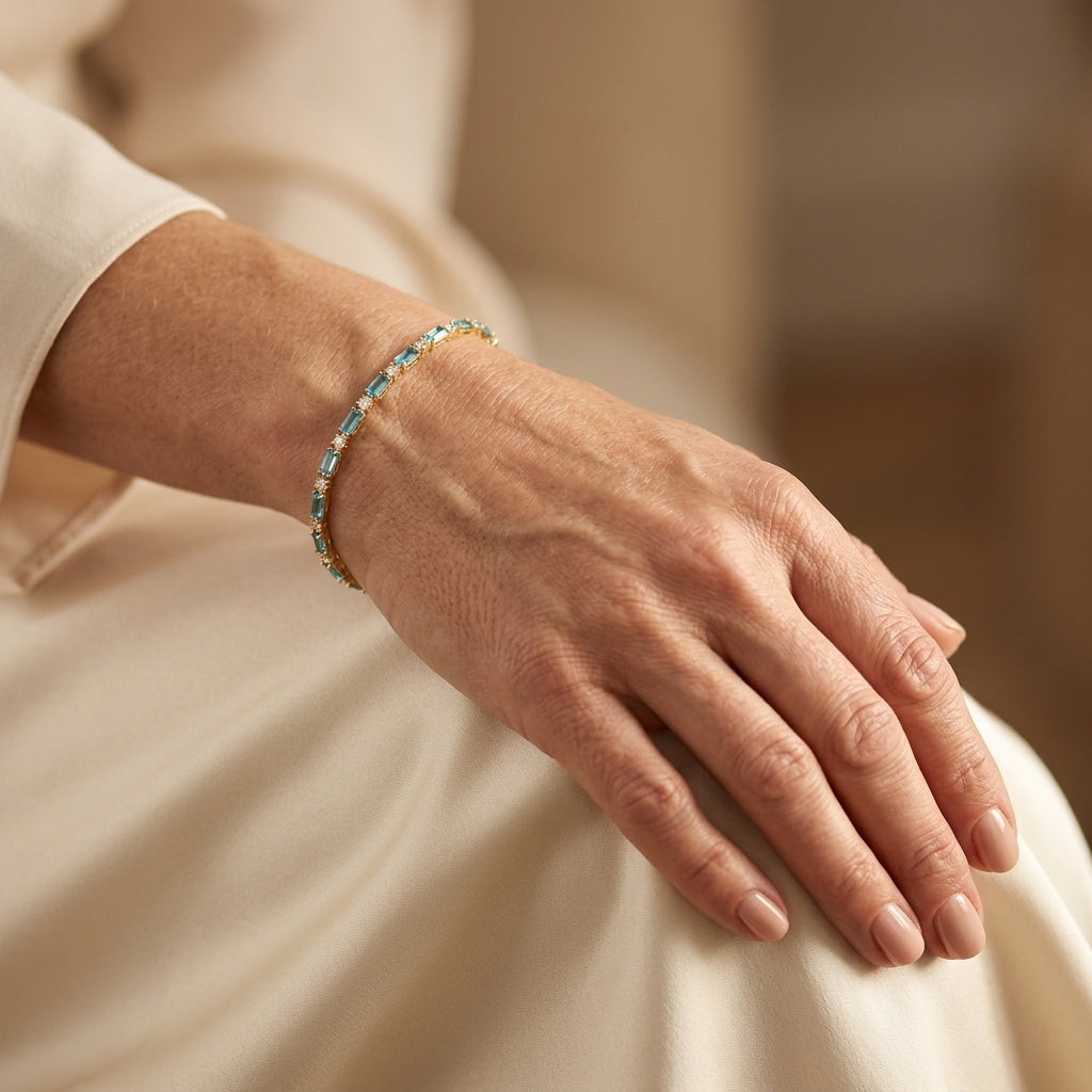 Natuurlijke Turquoise Steen Armband | Goud