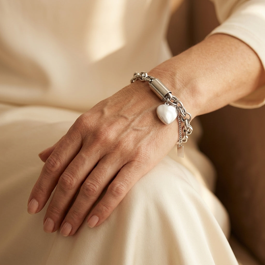 Bemoedigende Chunky Armband | Wit Goud
