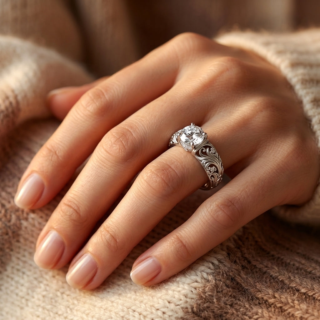 Verfijnde Kristallen Ring | Witgoud