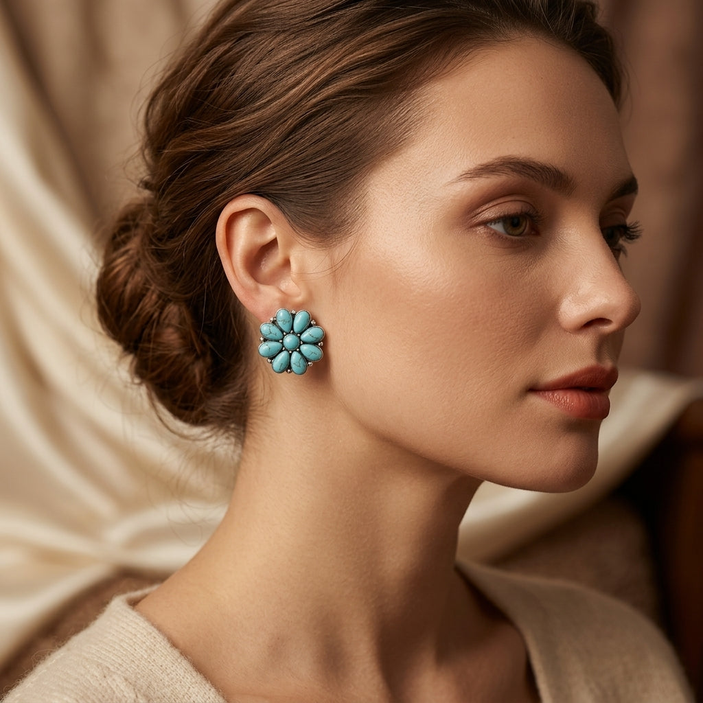 Serelith Turkis Bloem Studs | Witgoud