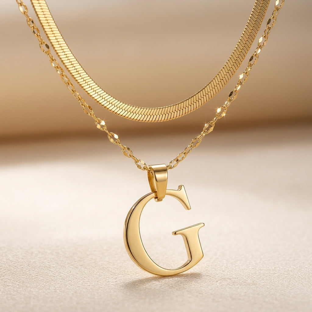 Gelaagde Initialen Hanger | Goud