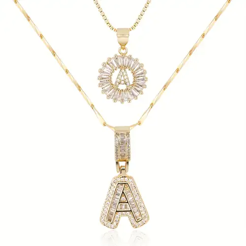 Pave letter initialen halsketting set | Goud