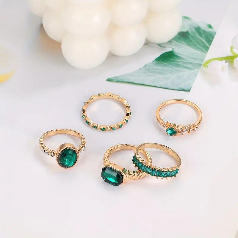 Zarina Exclusief Smaragd Ring Set | Goud