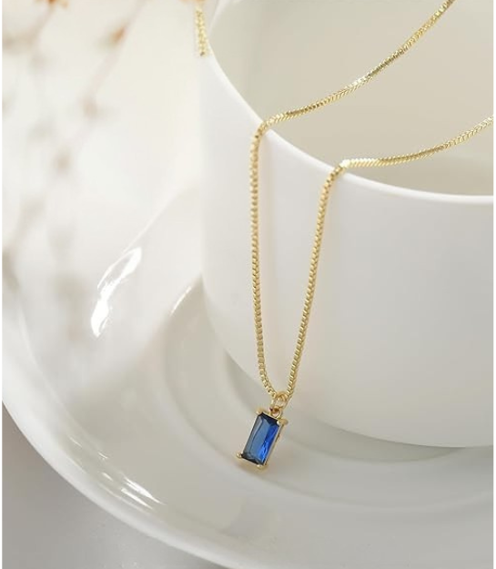 Minimalistisch Saffier Hanger Ketting | Witgoud