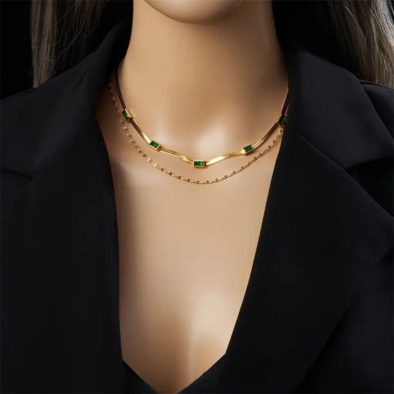 Sorella Gem Dubbel-Laags Retro Halsketting | Goud