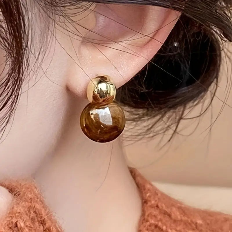 Aurélie Amber Drop Oorbellen | Goud