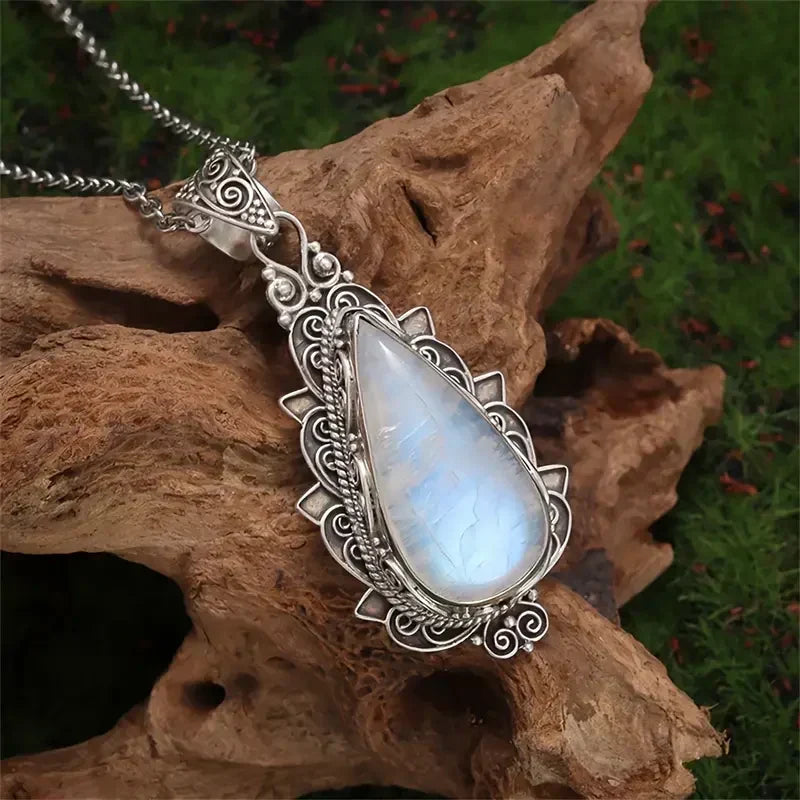 Antieke Maansteen Druppel Ketting | Goud