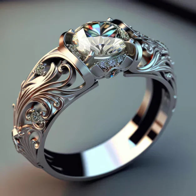 Verfijnde Kristallen Ring | Witgoud