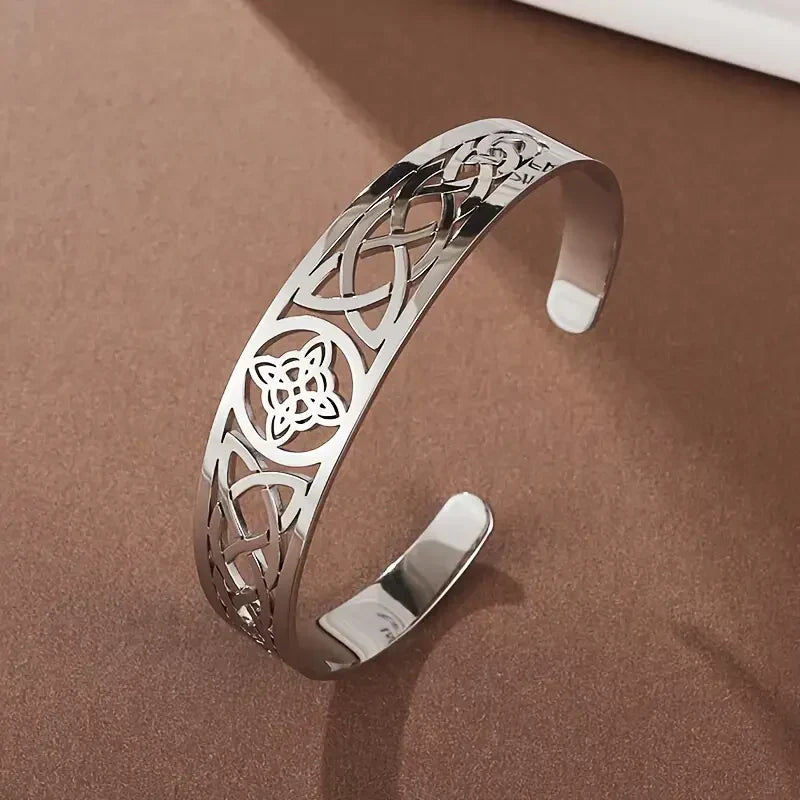 Verfijnd Open Zilveren Holle Armband | Witgoud