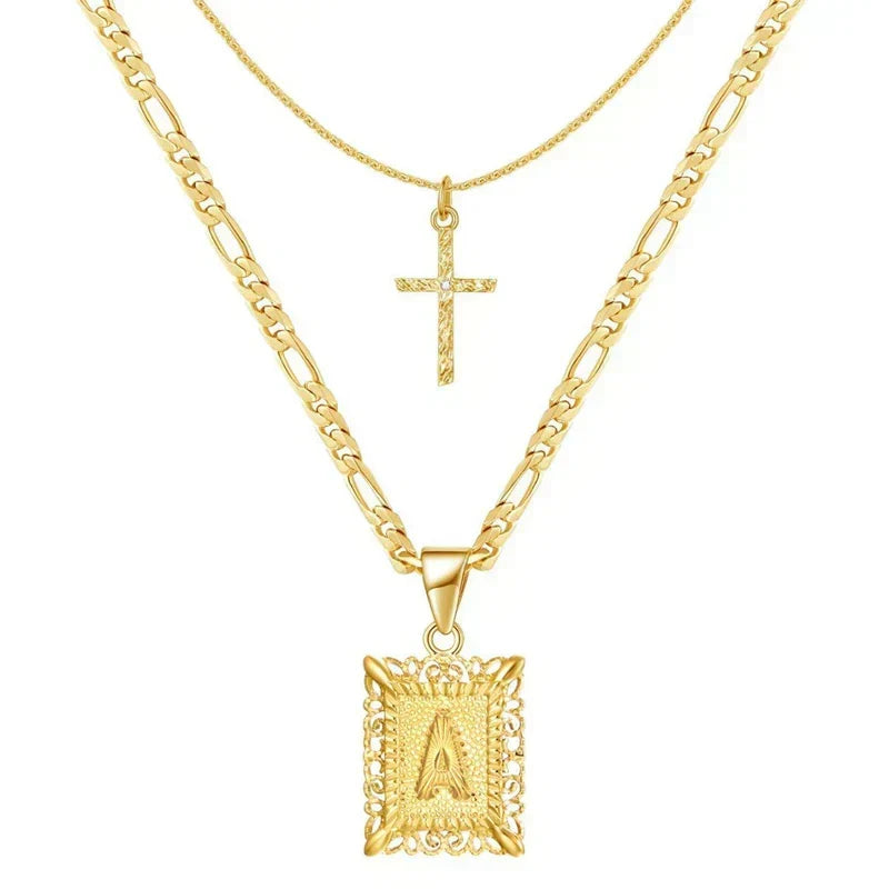 Kors Initial Halsketting Set | Goud