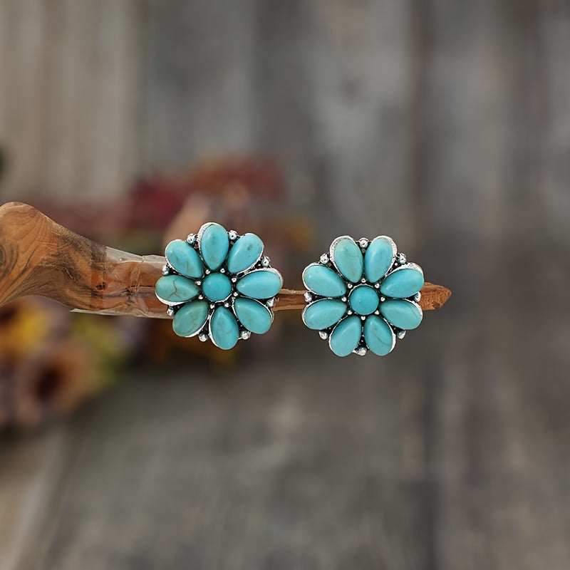 Serelith Turkis Bloem Studs | Witgoud