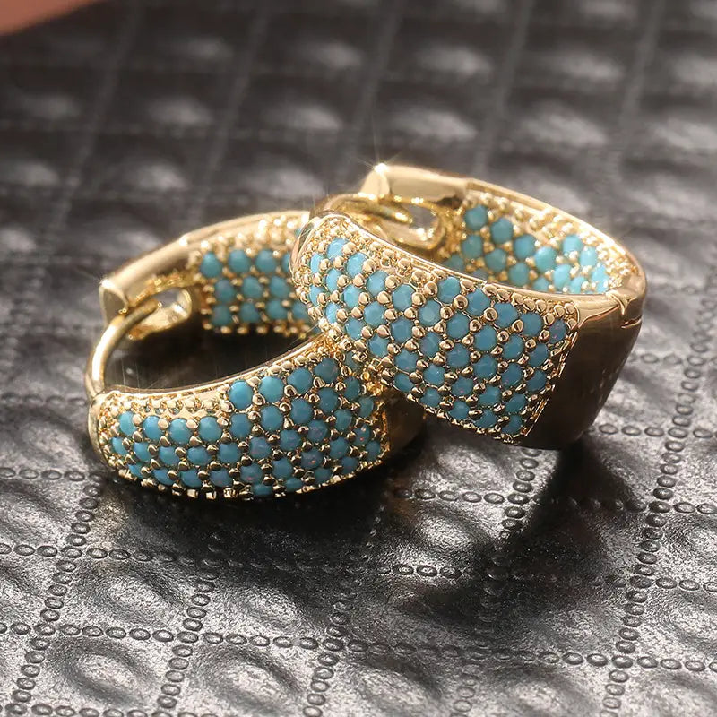 Gouden Turquoise Parels Hoops Oorbellen | Goud