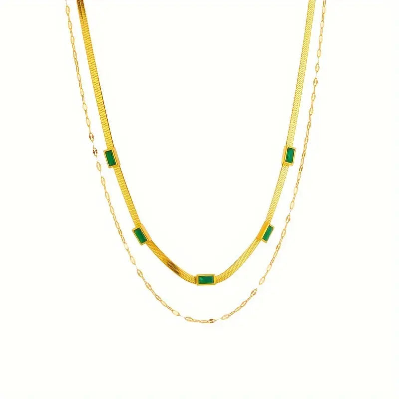 Sorella Gem Dubbel-Laags Retro Halsketting | Goud