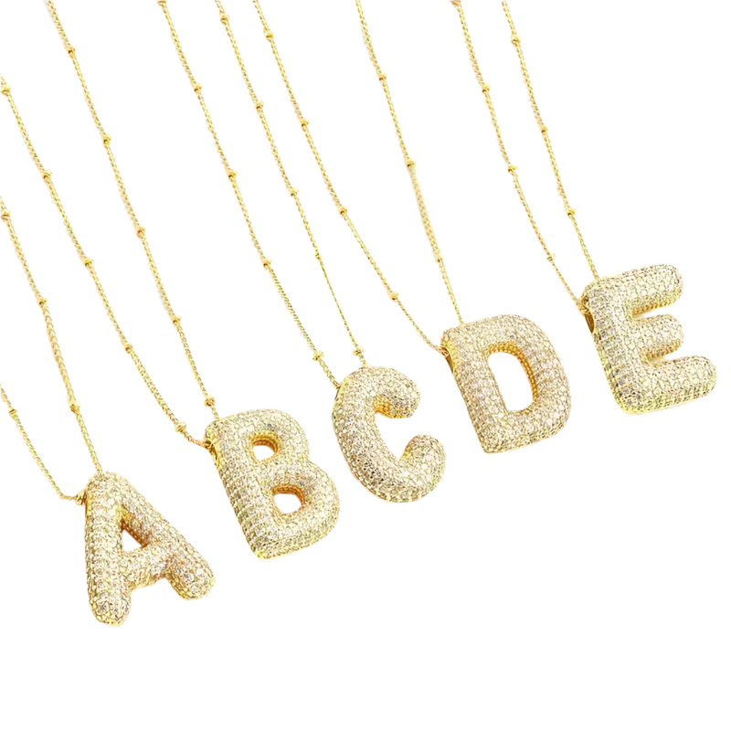 Boble letter initial ketting set | Goud