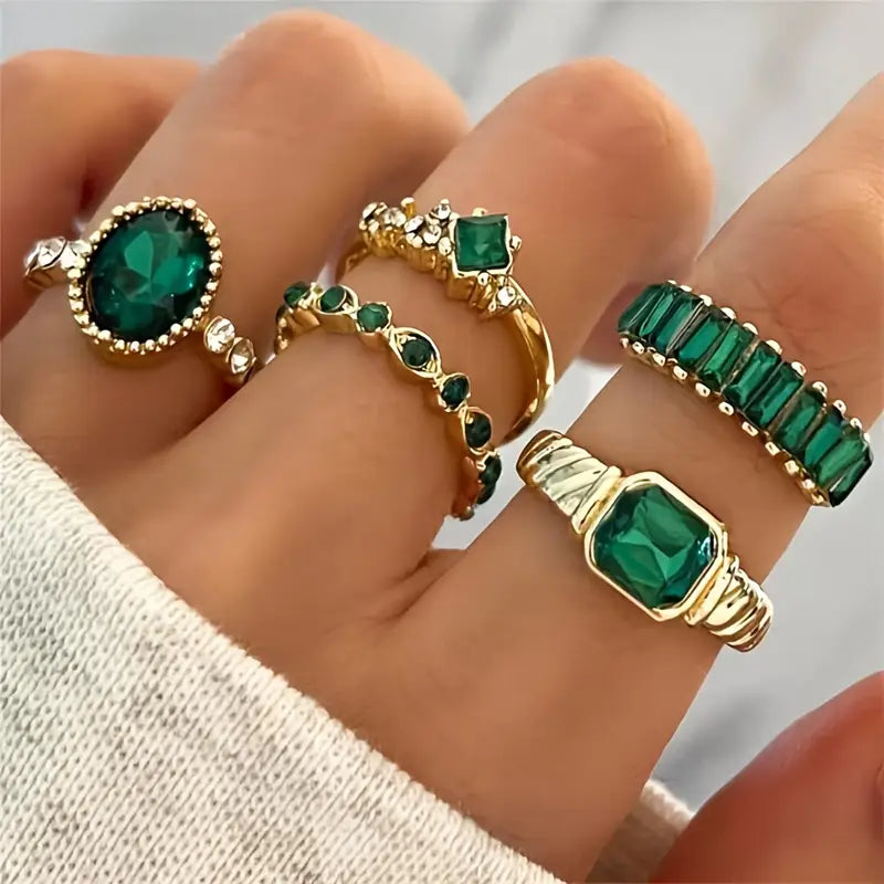 Zarina Exclusief Smaragd Ring Set | Goud
