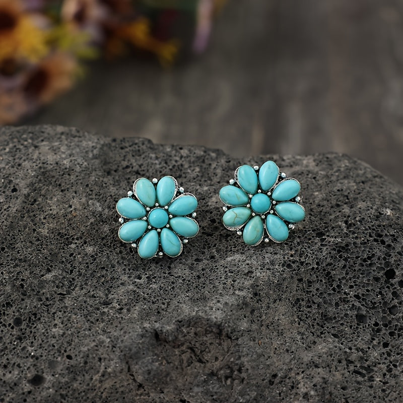 Serelith Turkis Bloem Studs | Witgoud