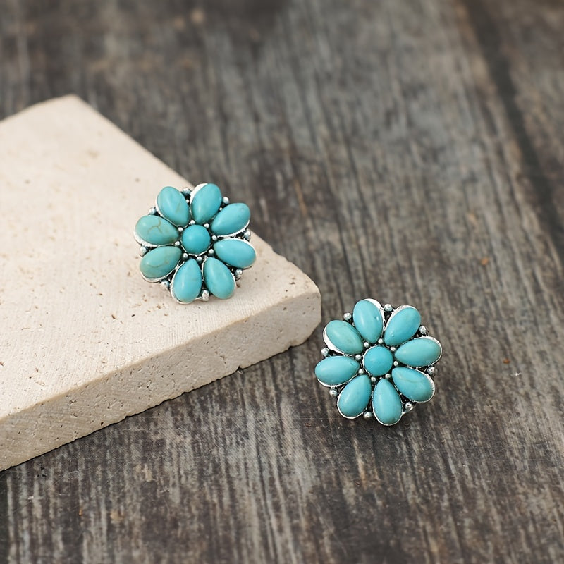 Serelith Turkis Bloem Studs | Witgoud