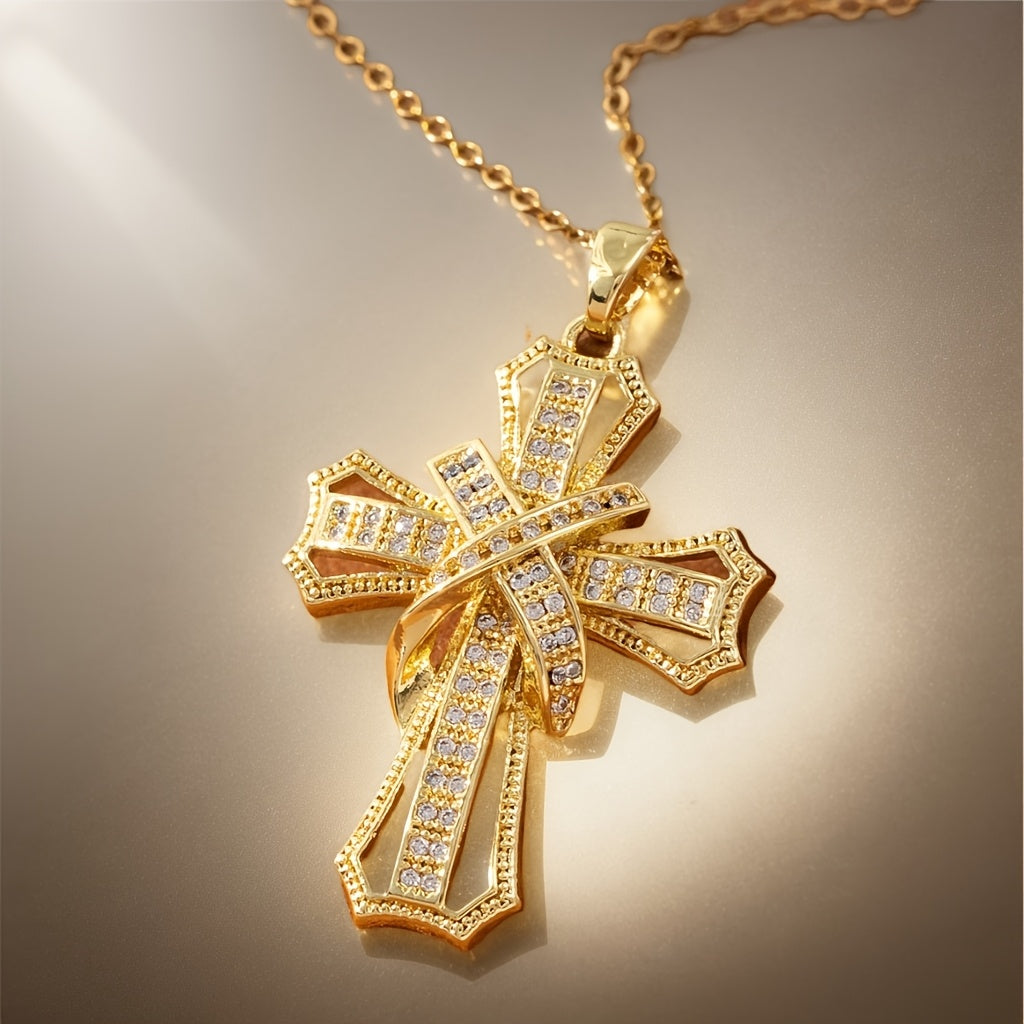 Stralend Kruis Hanger Ketting | Goud