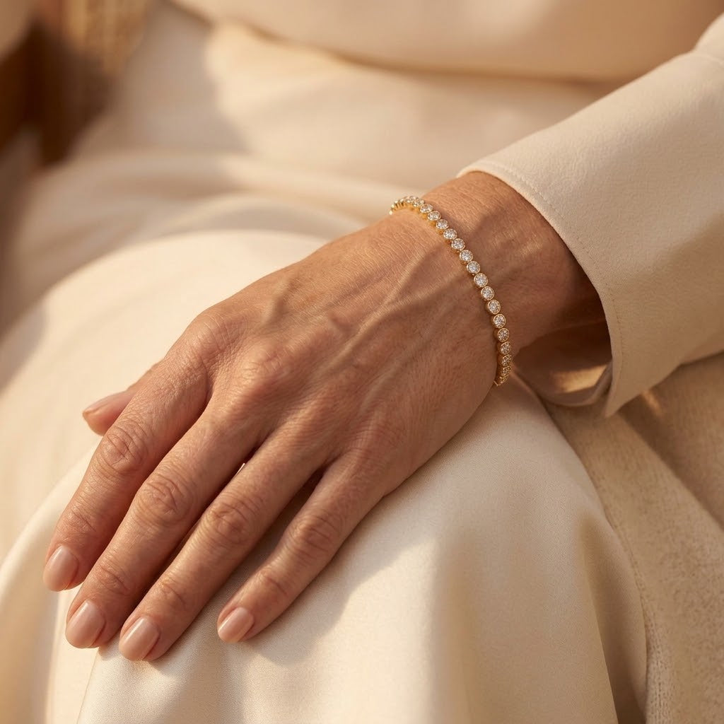 Rund Skåret Tennisarmband | Goud