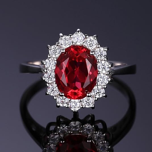 Klassieke Ruby Halo Ring | Witgoud